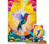Stained Glass Hummingbird in Full Flight Jigsaw Puzzle for Adults 1000 Pieces Smart Game Tension Relief Pattern Assembly Heartfelt Gift 50x75cm