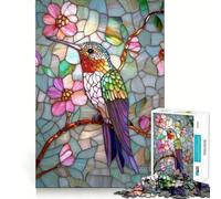 Stained Glass Hummingbird Jigsaw Puzzles for Adults 1000 Piece Smart Reason Toy Family Bond Smooth Edge Art Display 38x26cm