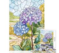 Stained Glass Hydrangeas for Adults 1000 Piece Puzzle Train Logical Thinking And Problem-solving Relaxing Stress Free Enjoyment (38x52cm)