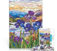 Stained Glass IrisesPuzzles for Adults 1000 Piece Brain intelligence challenge addictive toys for Home Decoration 38x26cm