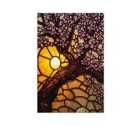 Stained Glass Japanese Cherry Blossom Tree Canvas Poster Wall Art Decor Print Picture Paintings for Living Room Bedroom Decoration 12x18inch(30x45cm)