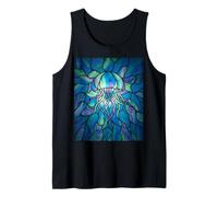 Stained Glass Jellyfish Blue Purple Mosaic Ocean Art Tank Top