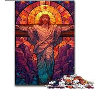 Stained Glass Jesus 1000 Piece Jigsaw Puzzle for Adults Teens, Learning Educational Toys Family Games with Matching Poster And Trivia Sheet (26x38cm)