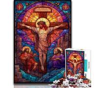 Stained Glass Jesus 1000 Piece Jigsaw Puzzle for Adults Teens,Learning Educational Toys Family Games Birthday Present,Gifts 50x75cm