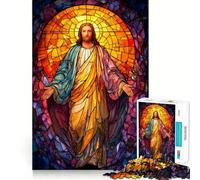 Stained Glass Jesus Christ Portrait 1000 Piece Jigsaw Puzzle for Adults Brain Challenge Toy Group Play Clear Cut Lovely Present 38x52cm