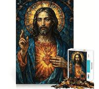 Stained Glass Jesus Christ Portrait 1000 Piece Jigsaw Puzzle for Teenagers Brain Challenge Toy Relax Time Precise Cut Art Display 50x75cm