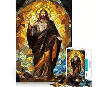 Stained Glass Jesus Jigsaw Puzzles 1000 Pieces for Teenagers Thought Toy Shared Fun Precise Edge Santa Wish Item 38x52cm