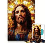 Stained Glass Jesus Jigsaw Puzzles for Adults 1000 Piece Smart Reason Toy Family Bond Smooth Edge Art Display 38x52cm