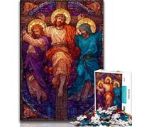 Stained Glass Jesus Jigsaw Puzzles for Teenagers 1000,Help The Brain Exercise Addictive Toys to Cultivate Patience A Work of Art (38x26cm)