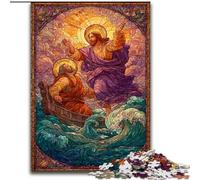 Stained Glass Jesus Jigsaws Puzzles 1000 Pieces for Adults Gifts, Challenging Game Toys Wall Decoration Unique Birthday And Xmas Gifts (50x75cm)