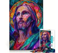 Stained Glass Jesus Portrait Jigsaw Puzzles for Adults 1000 Pieces Pure Logic Toy Stress Free Sharp Cut Santa Wish Item 38x52cm