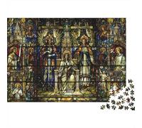 Stained Glass Jigsaw Puzzles 1000 Piece Recycled Church Art Puzzle for Adults Puzzle Game Props Impossible Hard Difficult Challenging Fun Game 38x26cm/1000pcs