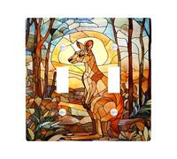Stained Glass Kangas Light Switch Cover Plate, Warm Earthy Tones for Nature Decor, Thermoplastic Wall Plates, Standard Size Double Toggle