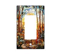 Stained Glass Kangas Light Switch Cover Plate, Warm Earthy Tones for Nature Decor, Thermoplastic Wall Plates, Standard Size Single Rocker