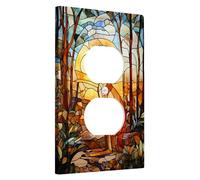 Stained Glass Kangas Light Switch Cover Plate, Warm Earthy Tones for Nature Decor, Thermoplastic Wall Plates, Standard Size Single Duplex Outlet
