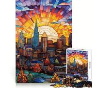 Stained Glass Kansas City 1000 Piece Jigsaw Puzzle for Adults Brain Challenge Toy Group Play Clear Cut Lovely Present 50x75cm