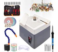Stained Glass Kit for Beginners - 20 Pcs Starter Set with Glass Grinder, Cutter Tool, Soldering Iron, and Consumables for Multi-Angle Grinding and Curving