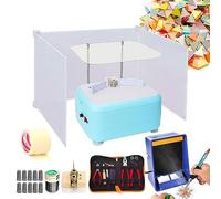 Stained Glass Kit,Mini Grinder Machine,Kit Include Glass Cutter&Soldering Kit-Mosaic&Stained Glass Starter Set with Solder Exhaust Fan&Masking Tape&Splash Guard&Consumabl (Blue)