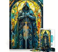 Stained Glass Knight 1000 Piece Jigsaw Puzzle for Adults Think Smart Toy Indoor Fun Smooth Cut Santa Wish Pick 38x52cm