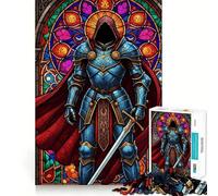 Stained Glass Knight 1000 Pieces Jigsaw Puzzles for Adults Thought Toy Calming Play Precise Edge Heartfelt Gift 50x75cm