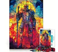 Stained Glass Knight 1000 Pieces Jigsaw Puzzles for Teenagers Boost Memory Stress Release Premium Cut Cherished Gift 38x26cm