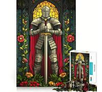 Stained Glass Knight 1000 Teenager Pieces Jigsaw Puzzle Brain Challenge Toy Home Activity Clear Cut Heartfelt Gift 38x26cm