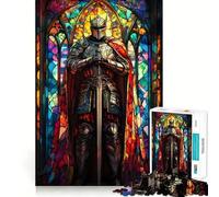 Stained Glass Knight Jigsaw Puzzles 1000 Piece for Teenagers Memory Build Indoor Play Fine Cut Santa Wish Pick 50x75cm