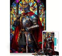Stained Glass Knight Jigsaw Puzzles for Adults 1000 Pieces Pure Logic Toy Stress Free Sharp Cut Santa Wish Item 50x75cm