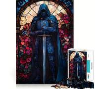 Stained Glass Knight Jigsaw Puzzles for Teenagers 1000 Piece Clear Logic Toy Peaceful Fun Perfect Cut Warm Surprise 38x26cm
