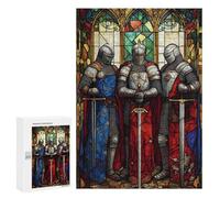 Stained Glass Knights Puzzle 1000 Teile Schwer Puzzle Spielzeug Lernspiel Impossible Herausforderungsspielzeug Für Erwachsene Kinder 300 PCS