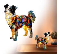 Stained Glass Lamp,Lamp Animal Vintage Stained Lamps,Animal Series Art LED Night Light Resin Tabletop Desk,Domestic Bedside Table Lamps Lights Lovers for Home Bedroom (Border Collie)