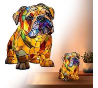 Stained Glass Lamp,Lamp Animal Vintage Stained Lamps,Animal Series Art LED Night Light Resin Tabletop Desk,Domestic Bedside Table Lamps Lights Lovers for Home Bedroom (English Bulldog)