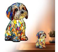 Stained Glass Lamp,Lamp Animal Vintage Stained Lamps,Animal Series Art LED Night Light Resin Tabletop Desk,Domestic Bedside Table Lamps Lights Lovers for Home Bedroom (Maltese)