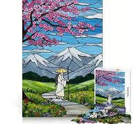 Stained Glass Landscape with Traveler 1000 Piece Jigsaw Puzzle for Adults Think Smart Toy Indoor Fun Smooth Cut Santa Wish Pick 38x52cm