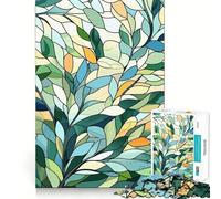 Stained Glass Leaves 1000 Pieces Jigsaw Puzzles for Teenagers Boost Memory Stress Release Premium Cut Cherished Gift 50x75cm