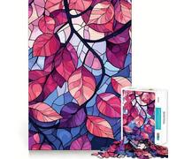 Stained Glass Leaves Adults Puzzles 1000 Piece Jigsaws Brain Teaser Home Pastime Image Assembly Memorable Gift 38x52cm