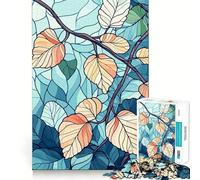 Stained Glass Leaves Illustration Jigsaw Puzzle for Adults 1000 Pieces Smart Game Tension Relief Pattern Assembly Heartfelt Gift 38x52cm