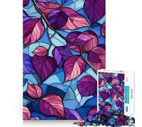 Stained Glass Leaves Jigsaw Puzzles 1000 Pieces for Teenagers Mental Toy Anxiety Relief Premium Cut Elegant Gift 50x75cm