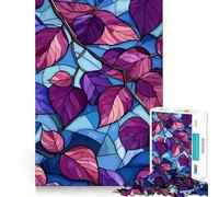 Stained Glass Leaves Jigsaw Puzzles for Teenagers 1000 Piece Mind Skill Toy Simple Fun Design Assembly Memorable Gift 38x26cm