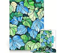 Stained Glass Leaves Pattern 1000 Piece Jigsaw Puzzle for Teenagers Smart Toy Bonding Time Accurate Cut Art Collection Piece 50x75cm
