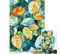 Stained Glass Leaves Pattern Hard Jigsaw Puzzle for Adults 1000 Pieces Smart Toy Casual Fun Accurate Cut Artistic Gift 50x75cm