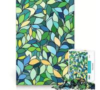 Stained Glass Leaves Pattern Jigsaw Puzzles for Adults 1000 Piece Enhance Recall Leisure Time Exact Edge Festival Gift 50x75cm