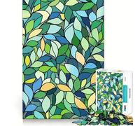 Stained Glass Leaves Pattern Teenagers 1000 Piece Jigsaw Puzzle Strong Logic Toy Leisure Fun Clear Edge Art Collectible 38x52cm
