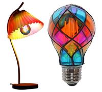 Stained Glass LED Bulb - E26 4W 120V Reliable Circuit Performance, Decorative Colorful Lamp | Energy Efficient Halloween Christmas Lighting for Home Room Garden Balcony Indoor Outdoor Celebration