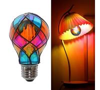 Stained Glass LED Light Bulb E26 Base A60 Colorful Lightbulb 120V Flickering Lightbulb Bulbs for Christmas XmasHome Balcony Garden Party Decoration(4W)