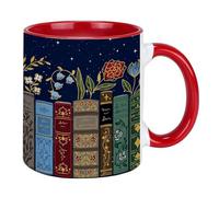 Stained Glass Library Bookshelf Ceramic Mug 11oz, Elegant Library Coffee Cup for Home Office, Gifts for Readers Writers TeachersLibrary, Bookshelf Theme Tea Mug for Cozy Reading Corner