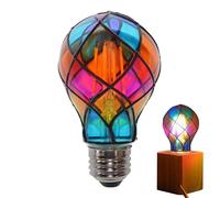 Stained Glass Light Bulb | E26 Base 4W 120V LED Corloful Bulb - Decorative Lightbulb - for Party Halloween Festive Bedside Lamp Indoor Christmas Room Garden Balcony