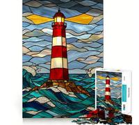 Stained Glass Lighthouse 1000 Piece Jigsaw Puzzle for Teenagers Brain Challenge Toy Relax Time Precise Cut Art Display 50x75cm