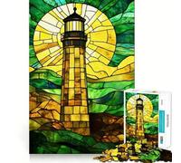 Stained Glass Lighthouse 1000 Pieces Jigsaw Puzzles for Adults Smart Game Stress Release Pattern Assembly Xmas Surprise 50x75cm