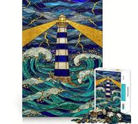 Stained Glass Lighthouse 1000 Teenager Pieces Jigsaw Puzzle Brain Challenge Toy Home Activity Clear Cut Heartfelt Gift 50x75cm